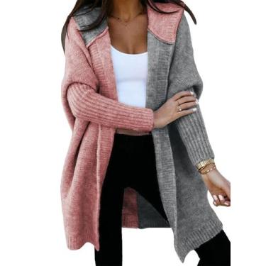 Imagem de Suéter de cardigã Astylish Feminino com capuz com capuz de frente aber