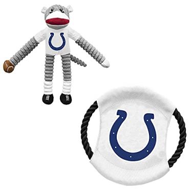 Imagem de Littlearth Conjunto de brinquedos para animais de estimação NFL New England Patriots com macaco e disco voador