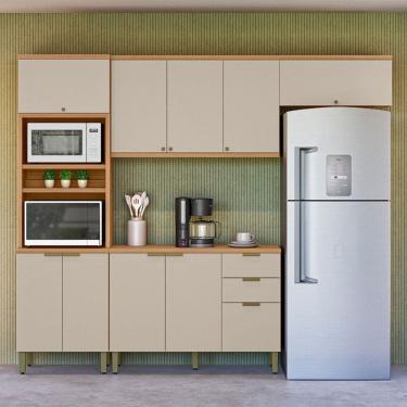 Imagem de Cozinha Completa Selene 10 Portas 2 Gavetas 100% Mdf 810016102 Jequitibá/Off White - Linea Brasil