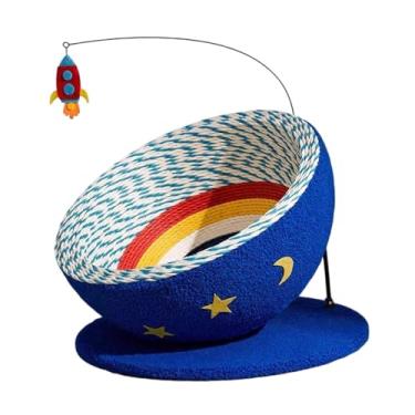 Imagem de Ｂｅｓｇａ Arranhador para Gatos, Tigela para Arranhar, Brinquedo Interativo, Protetor de Móveis, Almofada para Arranhar, Cama para Gatos para Exercícios E Brinc, Base Azul