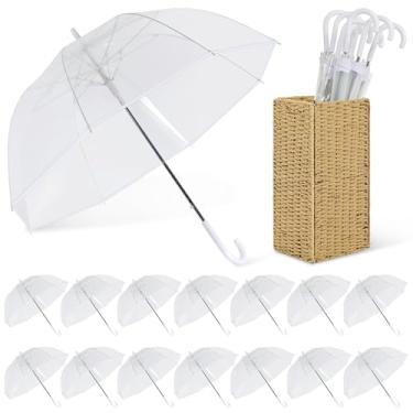 Imagem de Aodaer 15 peças de guarda-chuvas de casamento transparentes, 91 cm, guarda-chuva bolha transparente com caixa de armazenamento, cúpula grande, à prova de vento, guarda-chuvas para chuva, casamento