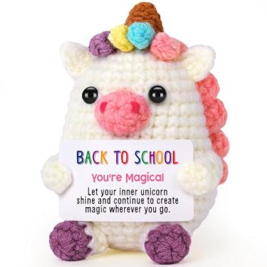 Imagem de LEJIAJINW Mini Cute Unicorn Back to School Gift - Encouragement Gifts for Daughter, Girls, Kids, Boy, from Mom Dad - Handmade Crochet Magical Unicorn, Teacher Welcome Gift