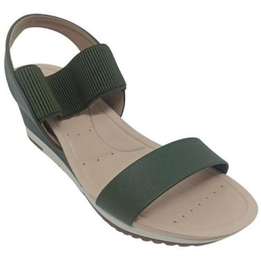 Imagem de Sandália Modare Feminina Napa Floather com Elástico Canelado, Oliva, 3