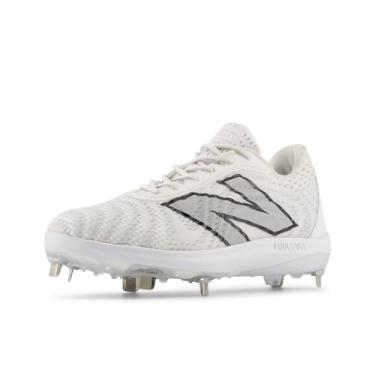 Imagem de New Balance FuelCell 4040 V7 Tênis de beisebol masculino de metal, Branco ótico/Raincloud, 8.5 Wide