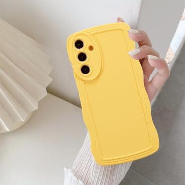 Imagem de UEEBAI Capa de silicone com moldura ondulada para Samsung Galaxy A17 5G, linda moldura ondulada slim fit à prova de choque, capa macia bonita encaracolada feminina para Samsung Galaxy A17 5G, amarela