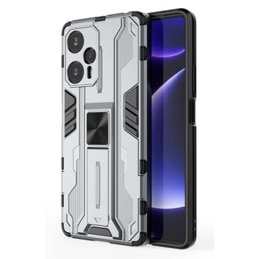 Imagem de SORAKA Capa para Xiaomi POCO F5 com suporte Capa de proteção resistente para Xiaomi POCO F5 Capa com placa de metal para suporte magnético para carro Capa Silm Fit