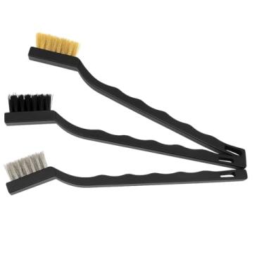 Imagem de Kit 3 Escovas de Limpeza Multiúso, Cabo Plástico, Cerdas em Aço, Nylon e Latão, Conjunto com 3 Peças MetaCajamar