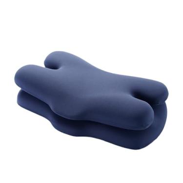Imagem de Bothyi Travesseiro cervical ergonômico, macio e respirável, confortável, leve e aconchegante para apoio de pescoço ombros, Pano de Ioga Azul