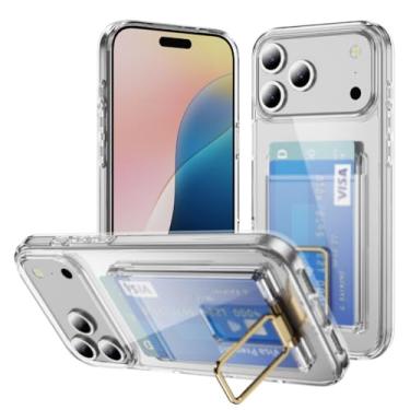 Imagem de LYJSMGZ Capa transparente para Iphone17pro Max/17/17Pro/17Air, compartimento para cartão com suporte oculto à prova de choque, proteção surround para câmera, proteção antiramarelamento, metálica