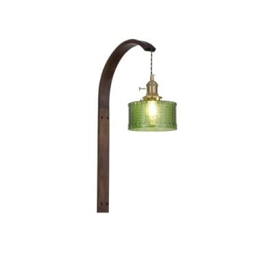 Imagem de Luminária de parede cabeceira estilo nogueira com arte retrô, adequada para sala estar escada para corredor, hall de entrada(Green)