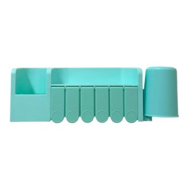 Imagem de Porta Escova de Dentes com Tampa e Copo Suporte Plástico de Parede Banheiro Lavabo(Porta Escova de Dente Verde G)