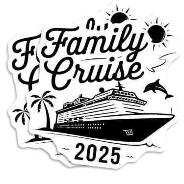 Imagem de Ímã Family Cruise 2025 - Design de navio de lembrança de férias decoração de golfinho e palmeira ideia de presente de geladeira lembrança de viagem EPLM0112-5 polegadas pacote com 2