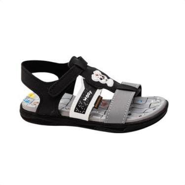 Imagem de Sandália Infantil Papete Molekinho Preta, Preto, Branco, 23