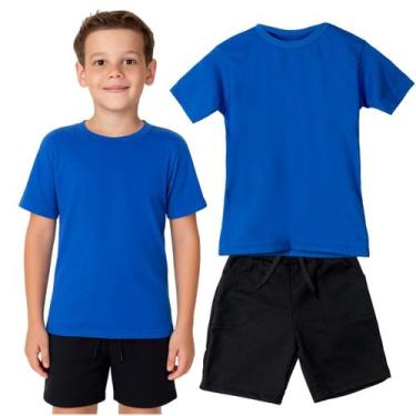 Imagem de Kit Camiseta e Bermuda Short Infantil Menino Roupa Conjunto de Verão J