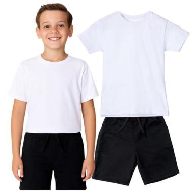 Imagem de Kit Camiseta e Bermuda Short Infantil Menino Roupa Conjunto de Verão J