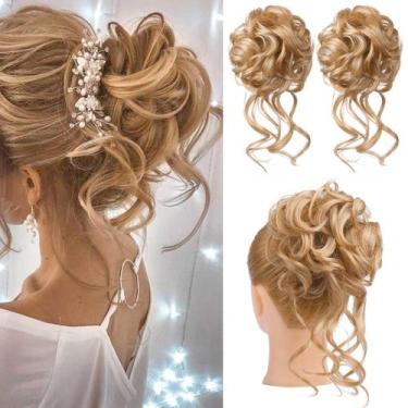Imagem de Extensões de coque de cabelo HOOJIH HB010 Dasiy Tousled Updo x2 Blonde