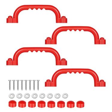 Imagem de TOPNEW 4 peças de alças de segurança para parquinho infantil, conjunto de balanço e estrutura de escalada, barras de plástico multicoloridas para brincar ao ar livre, academia na selva, estrutura de