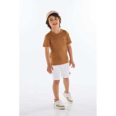 Imagem de Camiseta Infantil em Meia Malha Quimby, Marrom, 8