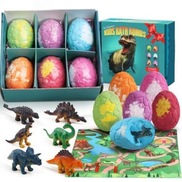 Imagem de Pacote com 6 brinquedos de dinossauro Bath Bombs Zeewoo com surpresa d
