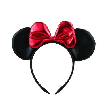 Imagem de Tiara Preta Orelhas Laço Vermelho Minnie 20X25Cm