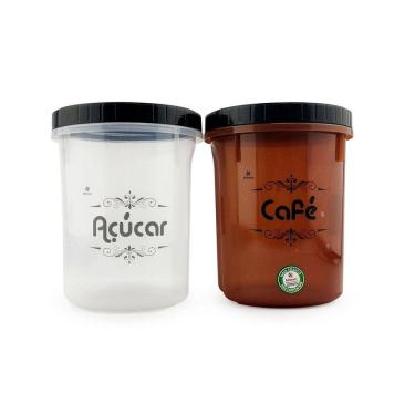 Imagem de Conjunto Potes Café E Açúcar Conservador Alimento Redondo