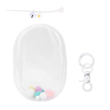 Imagem de Bolsa de Exposição para Bonecas, Estojo Transparente Exposição de Bonecos com Chaveiro, Bolas Pelúcia e Sino Corda Bolsa Protetora Transporte para Bonecos Colecionáveis (Branco)