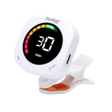 Imagem de oshhni Afinador de violão, afinador de clipe, suprimentos multifuncionais para presente, afinação rápida e precisa, recarregável para ukulele, baixo, Branco