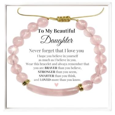 Imagem de TEEMI - Pulseira To My Daughter – Pulseira de contas ajustável com caixa de presente e cartão, joia inspiradora da mãe ou do pai, aniversário, formatura, presente de Natal para meninas, Medium