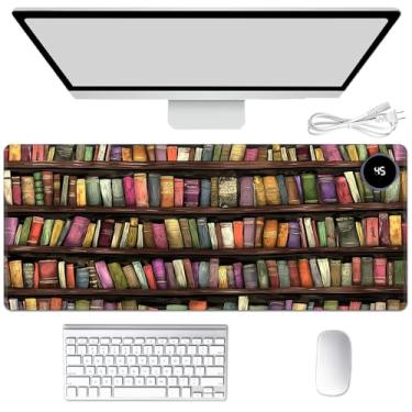 Imagem de Tapete de mouse aquecido para aquecer as mãos, tapete de mesa quente para mousepad tapete de mesa com 3 níveis de aquecimento e desligamento automático 80 x 33 cm tapete de teclado aquecedor de couro