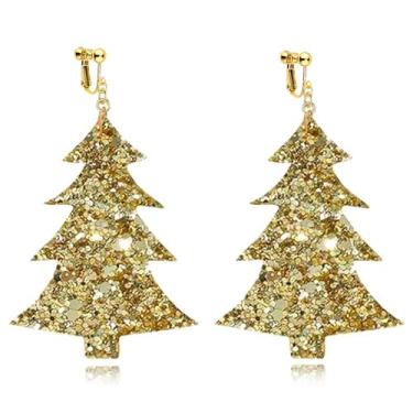 Imagem de Brincos de pressão não perfurados para mulheres, coração de parafuso, árvore de estrela, acrílico, Natal, pingente de gota, joia moderna, Zinco, Sem pedra preciosa
