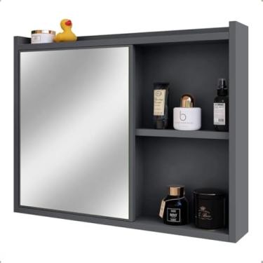 Imagem de Armarinho Com Porta Para Banheiro Espelheira Moderna Luxo Organizador Com Espelho (Cinza)
