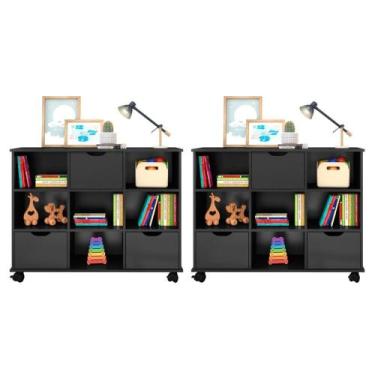 Imagem de Kit 2 Nichos Organizadores com 3 Gavetas Preto/Preto - Qmovi