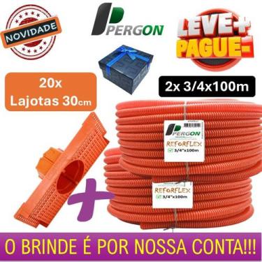 Imagem de Kit para sua Laje Conduíte Laranja Reforçado Pergon 3/4"x 200mts + 20x