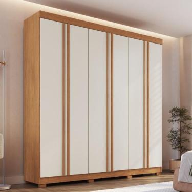 Imagem de Guarda Roupa Casal 6 Portas com Pés em MDF Texas Faimec, Freijo Off Wh