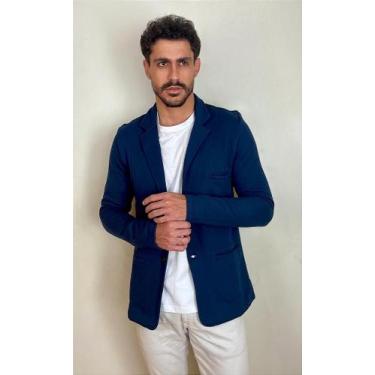 Imagem de Blazer Masculino de Moletom Tony Menswear Slim Fit Azul Marinho - Conf