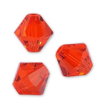 Imagem de 200 peças Adabele Austrian 4 mm (0,16 polegadas) pequenas facetadas contas de cristal bicone soltas vermelho Sião claro compatível com cristais Swarovski 5301/5328 SSB406