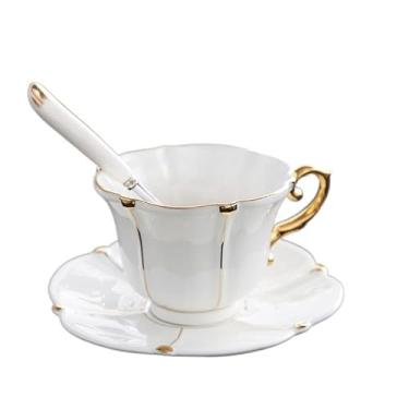 Imagem de Xícara de chá de leite, osso de pérola, chávena de café, pires, colher, conjunto de 200 ml, lindo copo de chá de porcelana avançada, café, festa, tarde, xícara de chá dropship