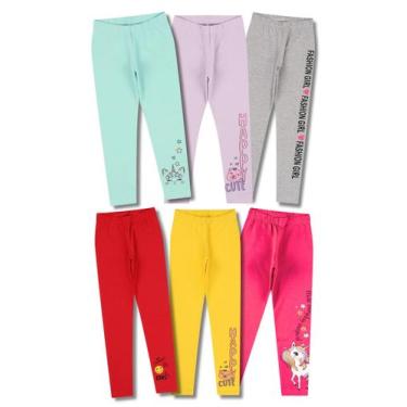 Imagem de Kit Sortido de 4 Calças Leggings de Cotton Meninas Roupa Infantil meni