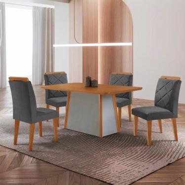 Imagem de Mesa de Jantar Diane Tampo 120cm MDF Canto Copo e 4 Cadeiras Melissa M