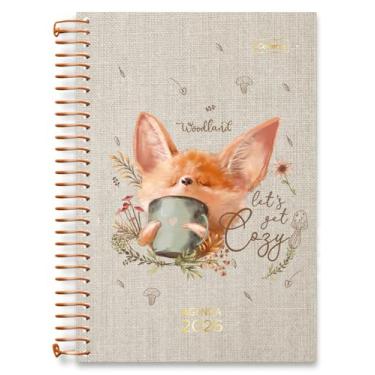 Imagem de Agenda 2026 Diária Cadersil Estampa Woodland- hot stamping dourado – 176 Folhas – Capa Dura – Ideal para Organização Pessoal com Estilo