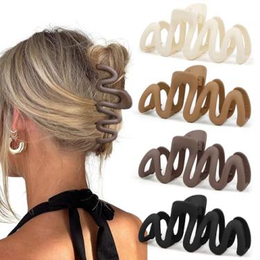 Imagem de 4 peças de clipes de garra para mulheres, grampos de cabelo ondulado para cabelo grosso, antiderrapante, prendedor de cabelo para mulheres, acessórios de cabelo fofos
