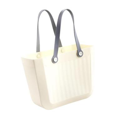 Imagem de IEUDNS Bolsa de viagem, organizadora de compras, artigos de higiene pessoal, cesta de banho, bolsa de portátil para brinquedos, supermercado, Branco