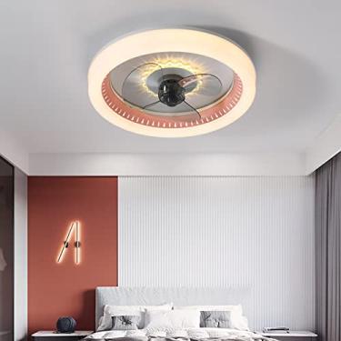Imagem de Ventoinhas de 72 W com Ceililights Ventilador silencioso de 3 velocidades com controle remoto luzes de teto LED com temporizador para quarto, sala de estar, sala de jantar, ventilador iluminação/rosa