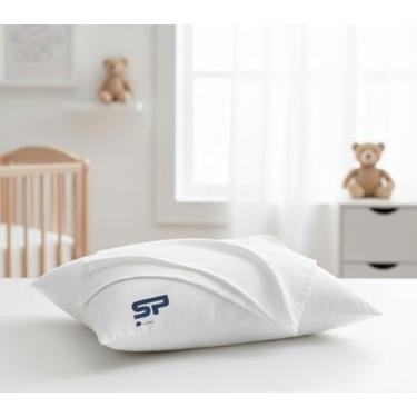 Imagem de Conjunto de 2 fronhas de viagem para crianças, pequenas, 100% algodão egípcio, mini fronha decorativa de 500 fios com fecho de zíper, fronha infantil 41 x 56 cm, branca lisa