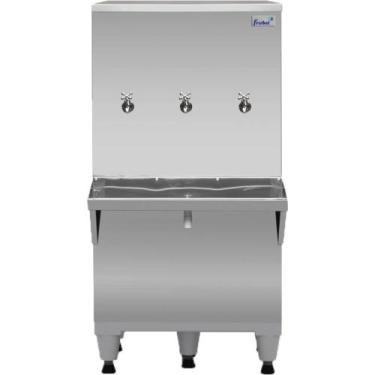 Imagem de Bebedouro De Água 100L 3 Torneiras Inox Frisbel, Prateado, 220V