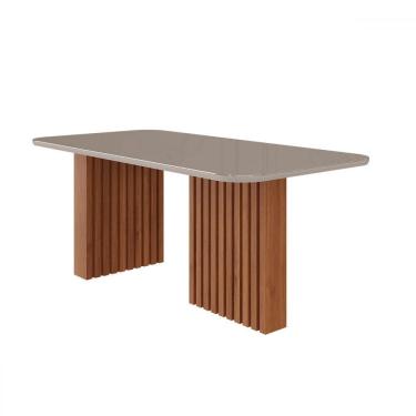 Imagem de Mesa de Madeira Ester 180 com Vidro Cinamomo/Off White - Cimol