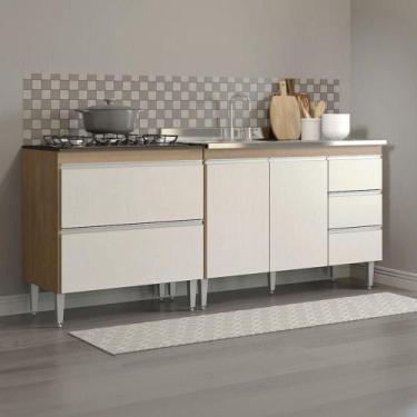 Imagem de Balcão Para Cozinha Pequena Mdp Menu Móveis Branco