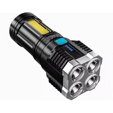 Imagem de Lanterna Tática LED Recarregável USB, 4 Núcleos, para Pesca, Carro, Iluminação