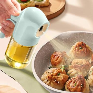 Imagem de Pulverizador de azeite de oliva de vidro para cozinhar, dispensador de óleo 2 em 1, para utensílios de cozinha, alimentos, assar, salada, frasco de spray premium verde