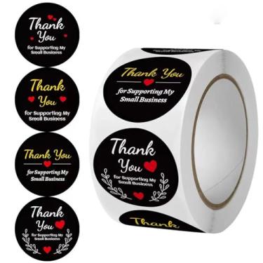 Imagem de Adesivos de presente adesivos de agradecimento com 500 peças de objetos decorativos brancos redondos para embalagem de envelopes